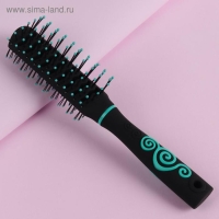 Расчёска массажная, вентилируемая, 4,5 &times; 23 см, цвет чёрный/бирюзовый