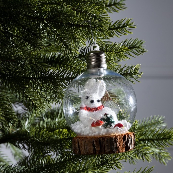 Ёлочный шар «Зайка», батарейки, 1 LED, свечение тёплое белое Ёлочный шар «Зайка», батарейки, 1 LED, свечение тёплое белое