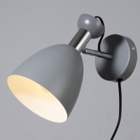 Бра с выключателем на проводе "Клаудиа" Е27 40Вт серый 28х15х20см Бра с выключателем на проводе "Клаудиа" Е27 40Вт серый 28х15х20см