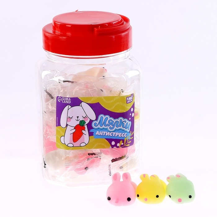 Антистресс сквиш мялка &laquo;Зайчики&raquo;,в банке