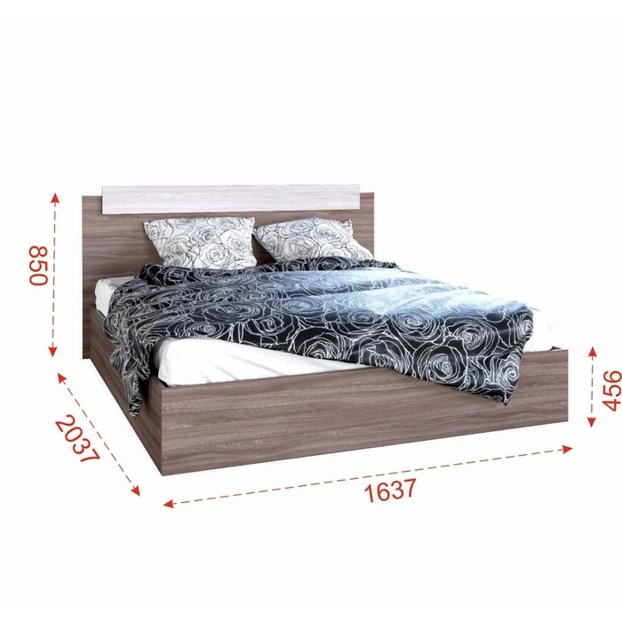 Кровать двуспальная 1600х2000, Ясень шимо светлый/Ясень шимо темный Кровать двуспальная 1600х2000, Ясень шимо светлый/Ясень шимо темный