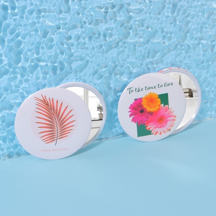 Зеркало карманное &laquo;Растения&raquo;, d = 7 см, цвет МИКС