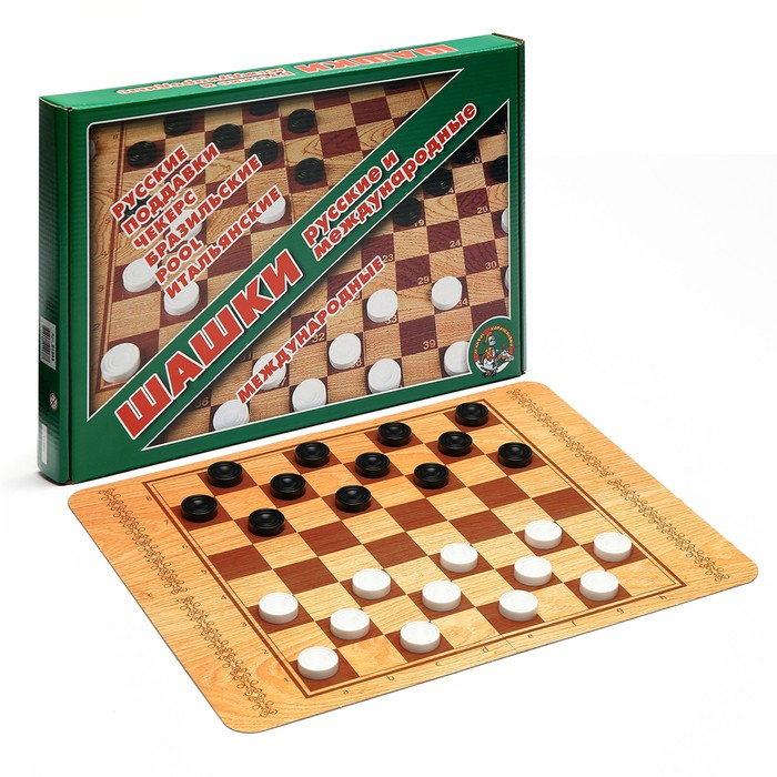 Шашки, настольная игра Шашки, настольная игра "Русские и международные", поле 42 х 32 см