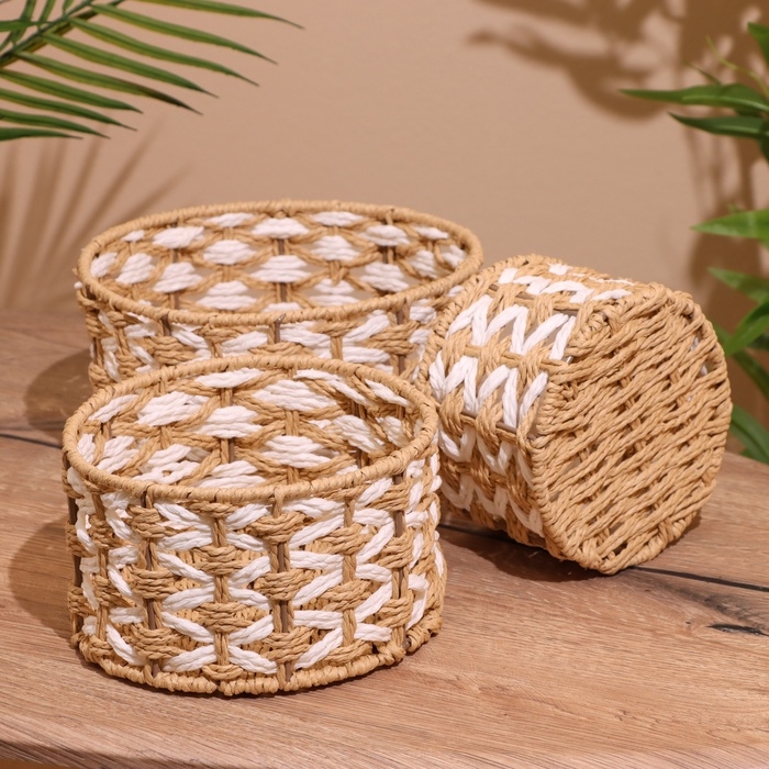 Набор плетёных корзин, 3 шт, 23х19х15 см
