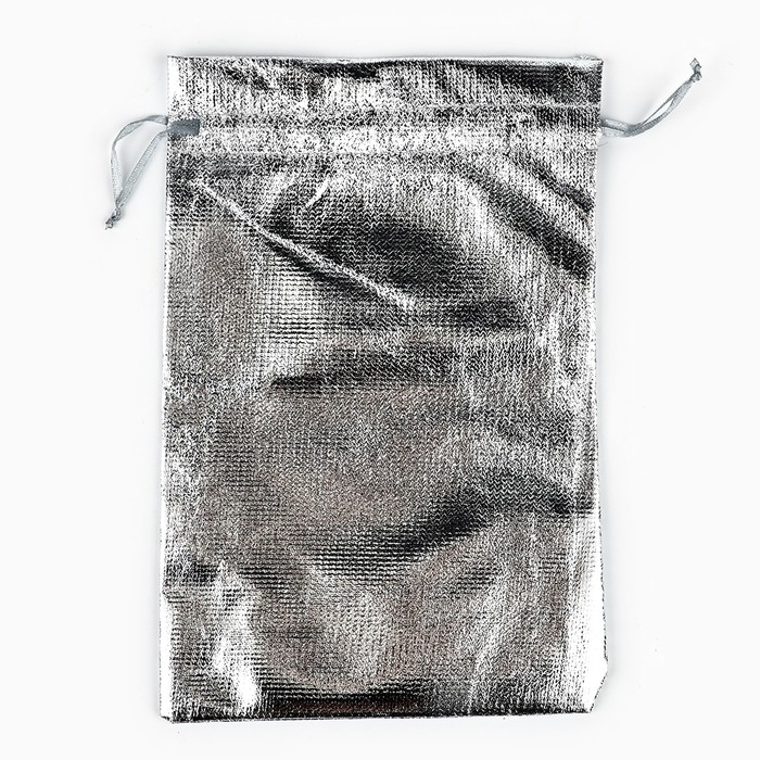 Мешочек подарочный парча &laquo;Новогодние игрушки&raquo;, серебро, 16 х 24 см , Новый год