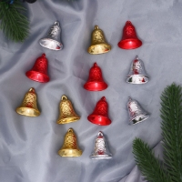 Украшение ёлочное "Колокольчик рельефный" (набор 12 шт) 3 см, микс