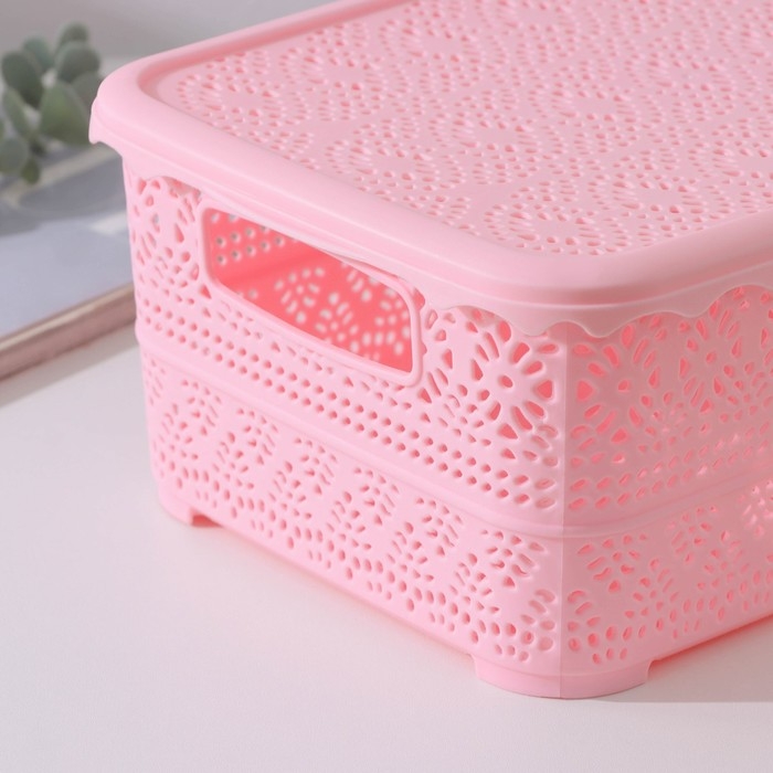 Контейнер для хранения с крышкой &laquo;Ажур&raquo;, пластик, 26&times;19&times;11,5 см, цвет МИКС