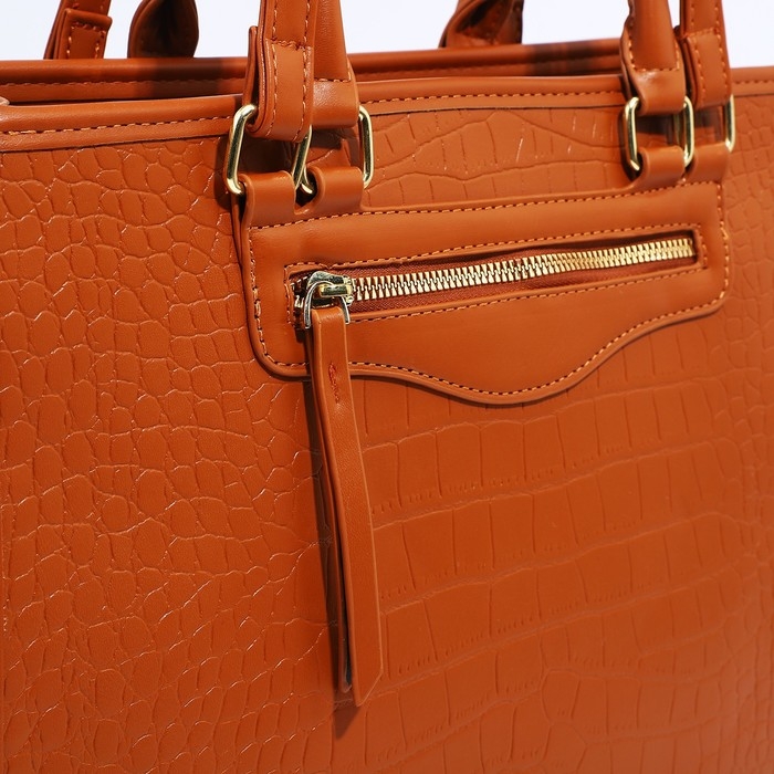 Сумка женская тоут на молнии, цвет рыжий Сумка женская тоут на молнии, цвет рыжий