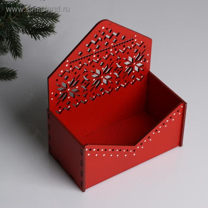 Кашпо деревянное, 16.5&times;9.3&times;19.5 см "Новогоднее. Конверт Норвежский", красный