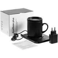 Кружка с подогревом и беспроводной зарядкой Dual Base Plus, черная Кружка с подогревом и беспроводной зарядкой Dual Base Plus, черная