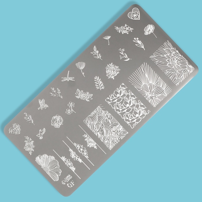 Пластина для стемпинга металлическая &laquo;Цветочная поляна&raquo;, 12 &times; 6 см