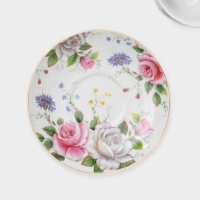 Сервиз керамический чайный на металлической подставке Доляна «Томная роза», 13 предметов: 6 чашек 230 мл, 6 блюдец d=14,2 см, чайник 1 л, цвет белый Сервиз керамический чайный на металлической подставке Доляна «Томная роза», 13 предметов: 6 чашек 230 мл, 6 блюдец d=14,2 см, чайник 1 л, цвет белый