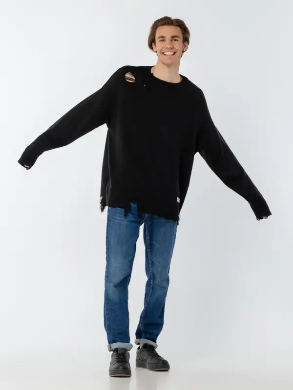 Джемпер оверсайз унисекс Grunge, черный, размер S/M Джемпер оверсайз унисекс Grunge, черный, размер S/M