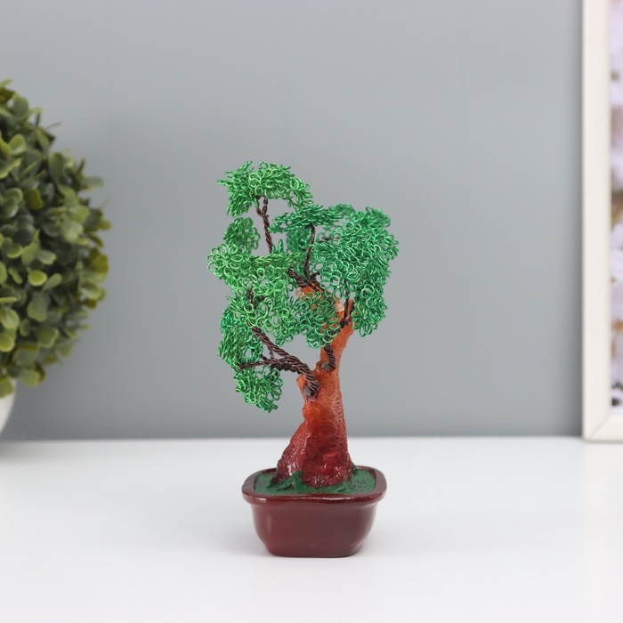 Сувенир бонсай полистоун, металл Сувенир бонсай полистоун, металл "Дерево счастливой жизни" зелёное 8х17х16 см