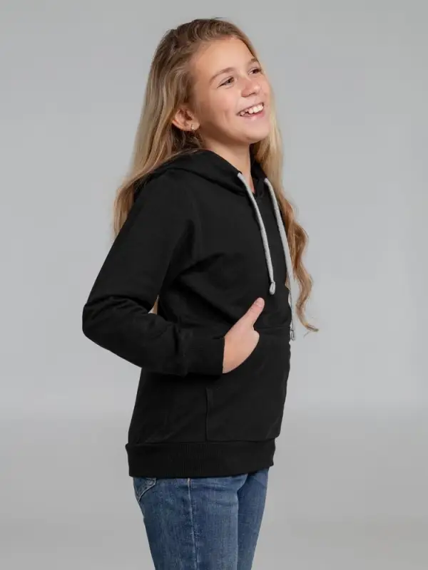 Толстовка с капюшоном детская Kirenga Kids, черная, 12 лет