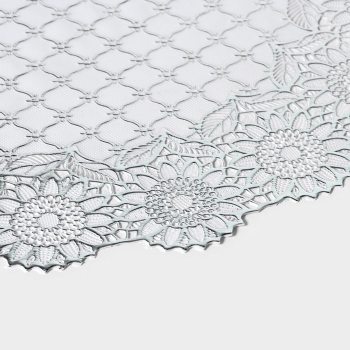 Салфетки сервировочные на стол Доляна «Цветенье», ажурные, 4 шт, d=30 см, цвет серебряный Салфетки сервировочные на стол Доляна «Цветенье», ажурные, 4 шт, d=30 см, цвет серебряный