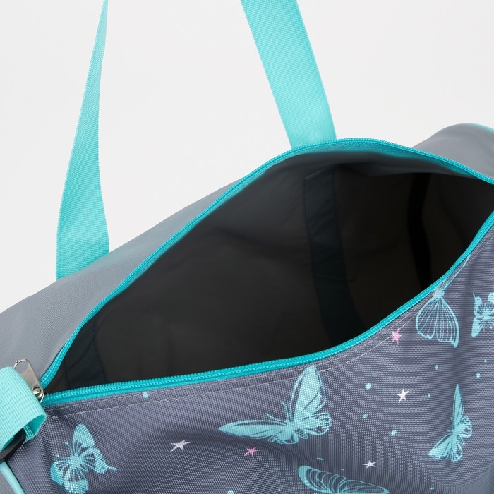 Сумка спортивная женская на молнии, длинный ремень, маленький размер, цвет серый/бирюзовый Сумка спортивная женская на молнии, длинный ремень, маленький размер, цвет серый/бирюзовый