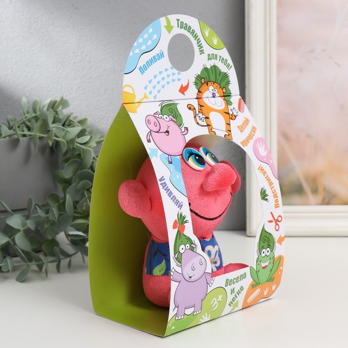 Растущий подарок травка Травянчик "Тролль" розовый