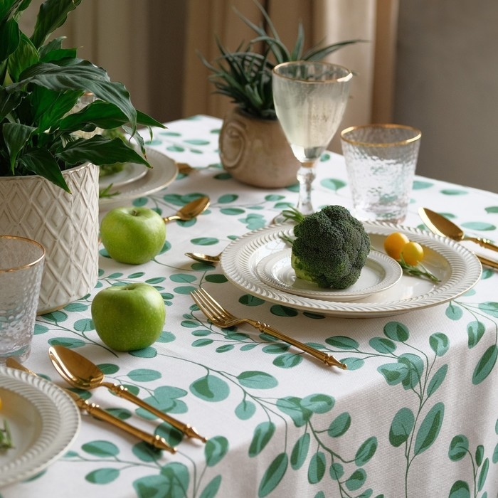 Скатерть Доляна &laquo;Эвкалипт&raquo; 149х220 см, 100% хлопок, рогожка 164 г/м2