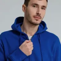 Толстовка на молнии с капюшоном унисекс King, ярко-синяя, размер XXL