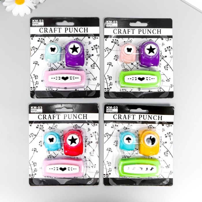 Набор фигурных дыроколов из 3 шт 11,5х13 см рис 1,6 см, 1 см, 4,5 см МИКС Набор фигурных дыроколов из 3 шт 11,5х13 см рис 1,6 см, 1 см, 4,5 см МИКС