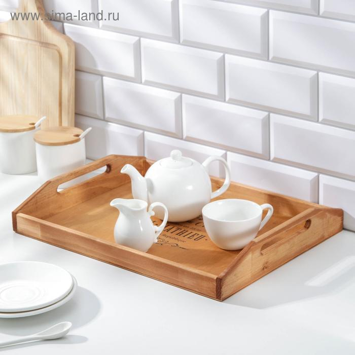 Поднос деревянный с декором, 40&times;30&times;7,5 см, сосна