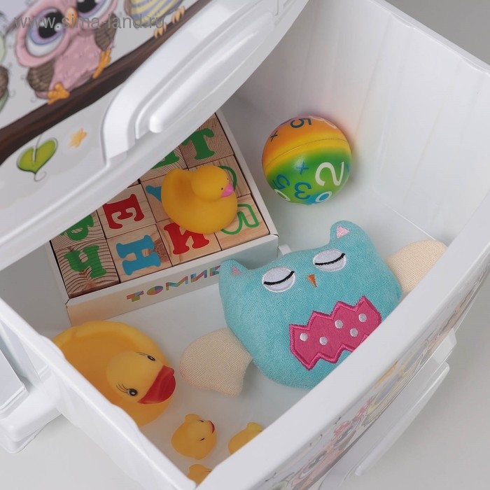 Комод 4-х секционный «Совушки», цвет белый Комод 4-х секционный «Совушки», цвет белый