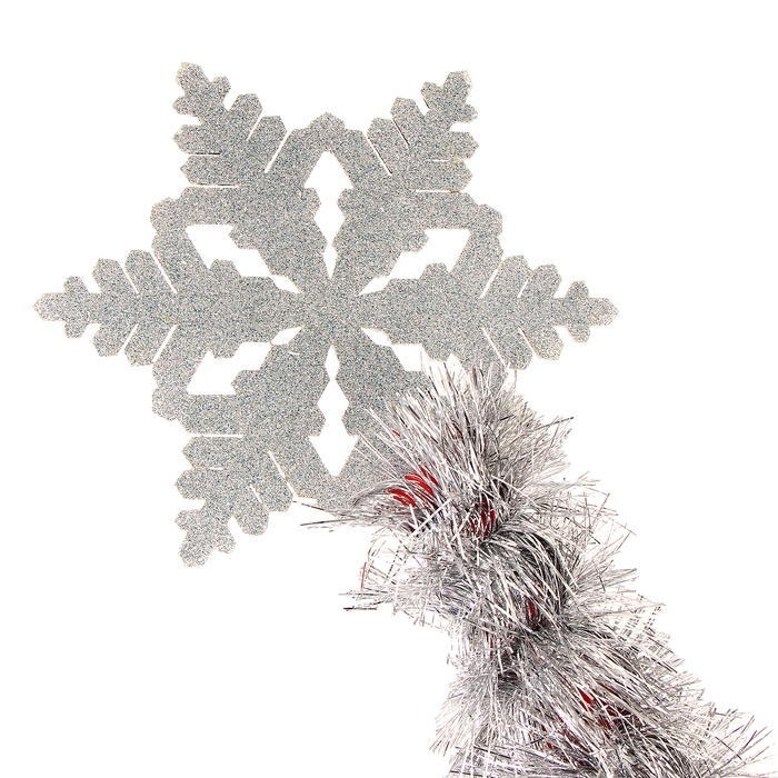 Карнавальный посох «Снежинка», разборный, длина 160 см, серебристая мишура, цвет красный Карнавальный посох «Снежинка», разборный, длина 160 см, серебристая мишура, цвет красный