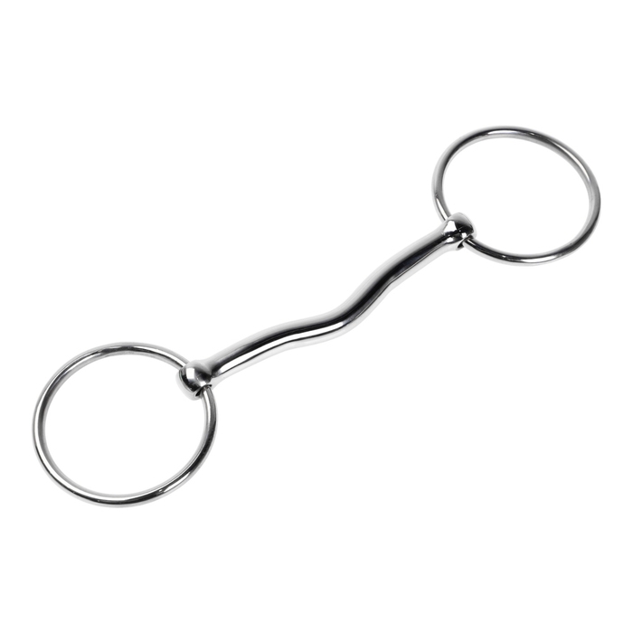 Удило для лошади с цельным грызлом с подъемом, расстояние между кольцами 140 мм Удило для лошади с цельным грызлом с подъемом, расстояние между кольцами 140 мм