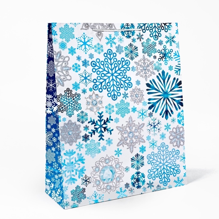 Пакет подарочный новогодний ламинированный &laquo;Снежинки&raquo;, XL 40 х 49 х 19 см