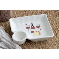 Блюдо керамическое с соусником &laquo;Вино&raquo;, 18.6 х 17.5 х 4 см, цвет белый