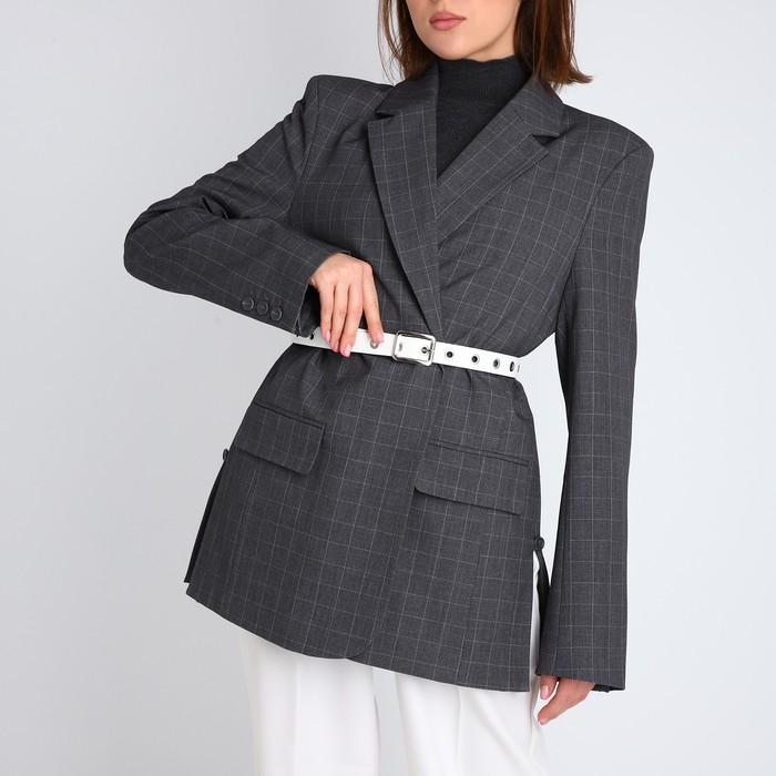 Ремень женский, ширина 2.5 см, люверсы, пряжка металл, цвет белый