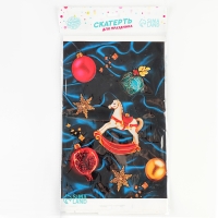 Новогодняя скатерть одноразовая &laquo;Праздничная&raquo;, игрушки, 137х180см, на новый год