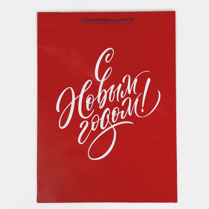 Пакет подарочный новогодний ламинированный &laquo;С НГ&raquo;, L 28 х 38 х 9 см, Новый год