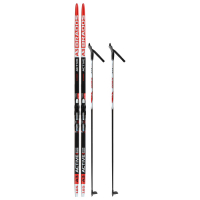 Комплект лыжный: пластиковые лыжи 185 см с насечкой, стеклопластиковые палки 145 см, крепления NNN, цвета МИКС Комплект лыжный: пластиковые лыжи 185 см с насечкой, стеклопластиковые палки 145 см, крепления NNN, цвета МИКС