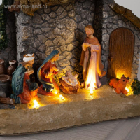 Светодиодная фигура &laquo;Рождество&raquo; 18 &times; 19 &times; 8 см, полистоун, батарейки ААх3 (не в комплекте), свечение тёплое белое