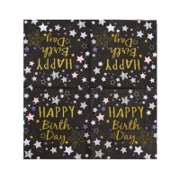 Салфетки бумажные &laquo;С днём рождения&raquo;, 33х33 см, набор 20 шт., цвет чёрный