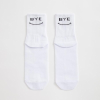 Носки мужские MINAKU &laquo;Hi-Bye&raquo;, цвет белый, размер 42-43 (27 см)