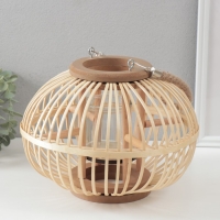 Подсвечник дерево на 1 свечу "Шар из лозы" натуральный" 13х28х20 см