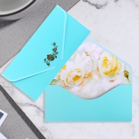 Конверт для денег "Поздравительный" бирюзовый, цветы, 19х9 см Конверт для денег "Поздравительный" бирюзовый, цветы, 19х9 см