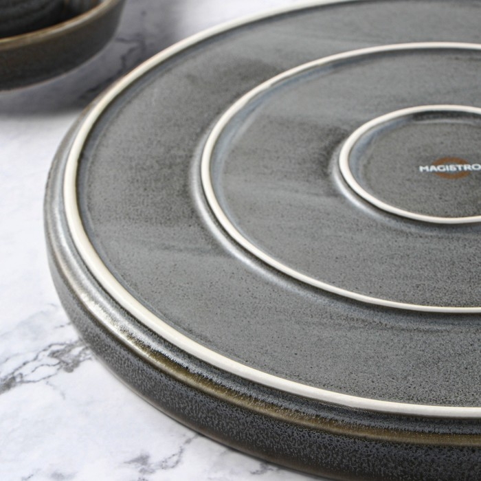 Тарелка фарфоровая обеденная Magistro Urban, d=27,5 см, цвет серый