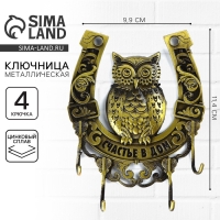 Ключница настенная &laquo;Счастье в дом&raquo;, сова, 9.9 х 11.4 см