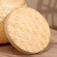 Корзинка с крышкой плетёная, из бамбука 21*21*20,5 см