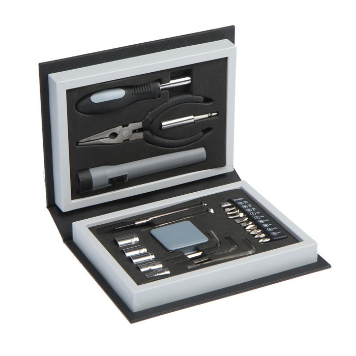 Набор инструментов ТУНДРА, подарочный пластиковый кейс Набор инструментов ТУНДРА, подарочный пластиковый кейс "Книга", 24 предмета