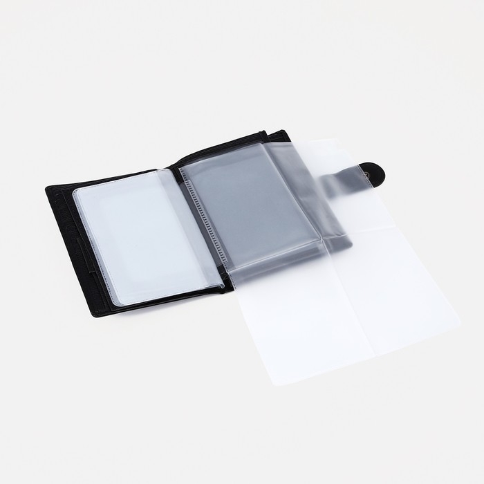 Портмоне мужское на кнопке, 3 в 1, для автодокументов, паспорта, карт, купюр, цвет чёрный Портмоне мужское на кнопке, 3 в 1, для автодокументов, паспорта, карт, купюр, цвет чёрный