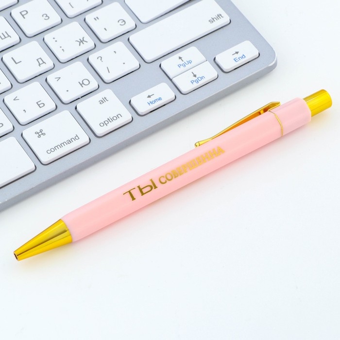 Ручка шариковая синяя паста 0.7 мм &laquo;Ты совершенна&raquo; пластик с тиснением на корпусе