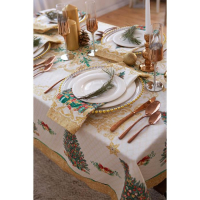 Скатерть новогодняя Этель "Golden Christmas" Скатерть новогодняя 150*180 +/-3см с ГМВО, 100%хл, 190г/м2