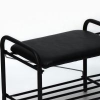 Этажерка для обуви с сиденьем &laquo;Люкс&raquo;, 79&times;33&times;36 см, 2 полки, цвет чёрный