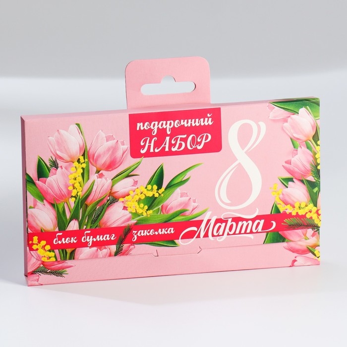 Подарочный набор в чемоданчике: заколка и блок листов &laquo; 8 марта&raquo;