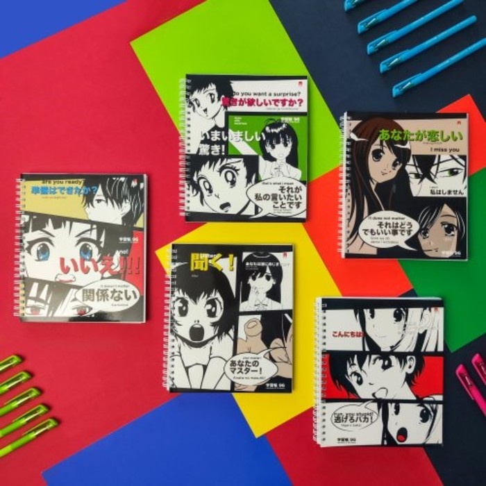 Тетрадь 96 листов в клетку на гребне MANGA ANIME, обложка мелованный картон, глянцевая ламинация, МИКС Тетрадь 96 листов в клетку на гребне MANGA ANIME, обложка мелованный картон, глянцевая ламинация, МИКС